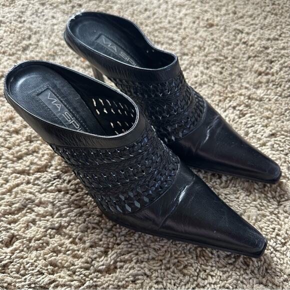 Vía Spiga Vintage Black Women's woven leather Heels size 7 - Picture 5 of 13